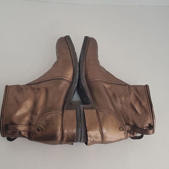 UGG Collection Stella Women's Leather Booties Size 7.5 Side Zip Metallic Bronze - Picture 6 of 10